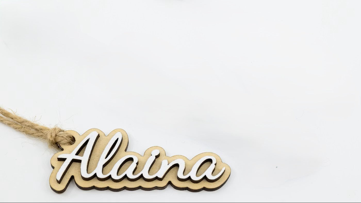 Personalized Layered Name Keychain - Wood