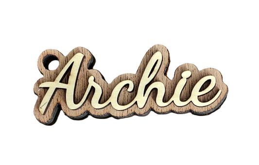 Personalized Layered Name Keychain - Wood