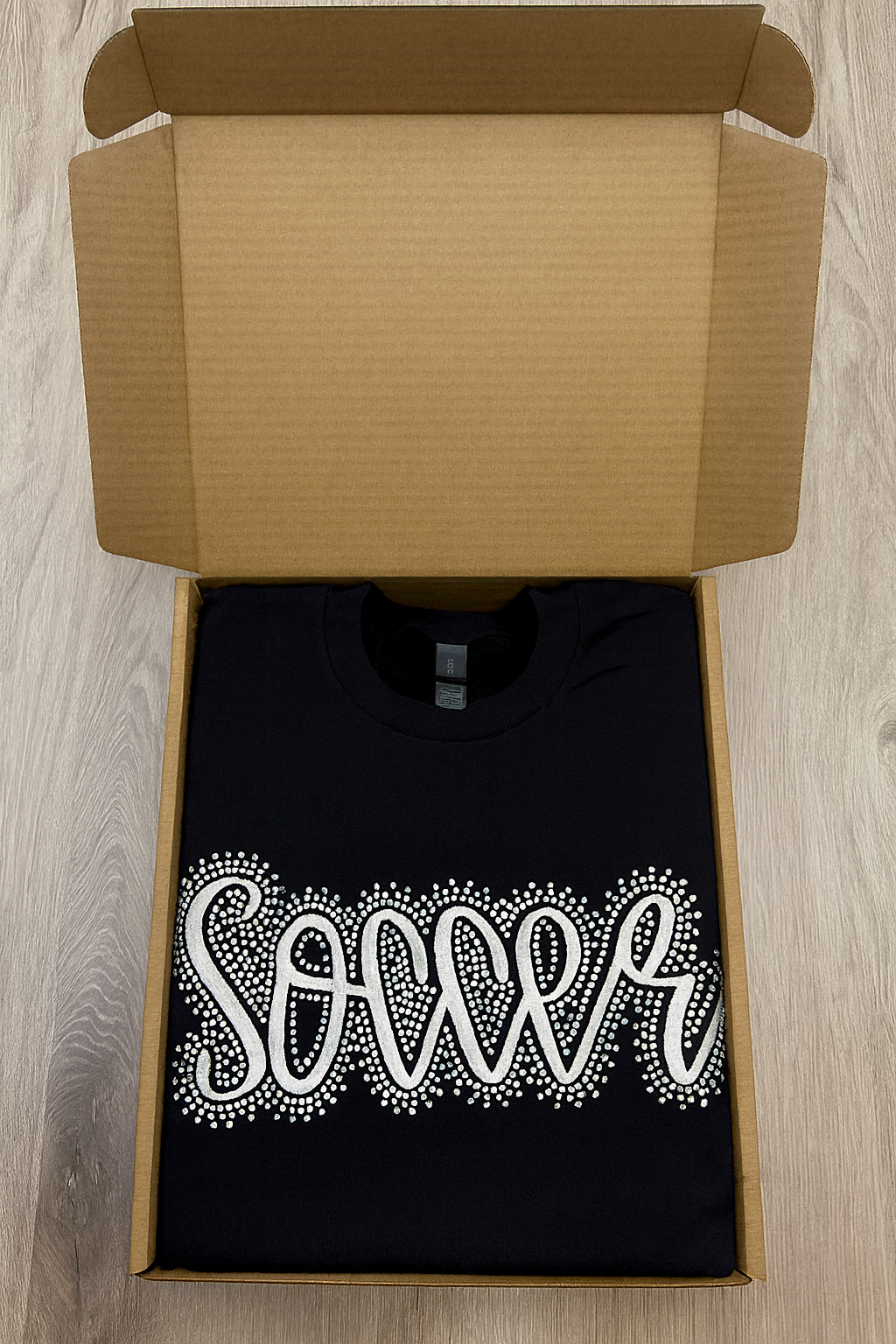 Custom Embroidered & Rhinestone Sweatshirt Single Text