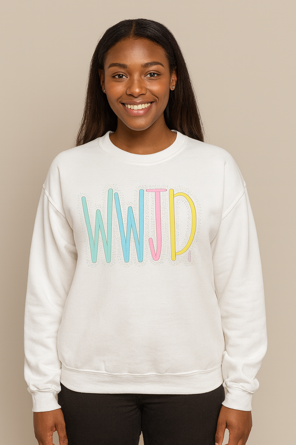Custom Embroidered & Rhinestone Sweatshirt Single Text