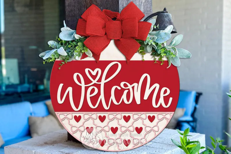 Welcome Door Hanger Porch Sign