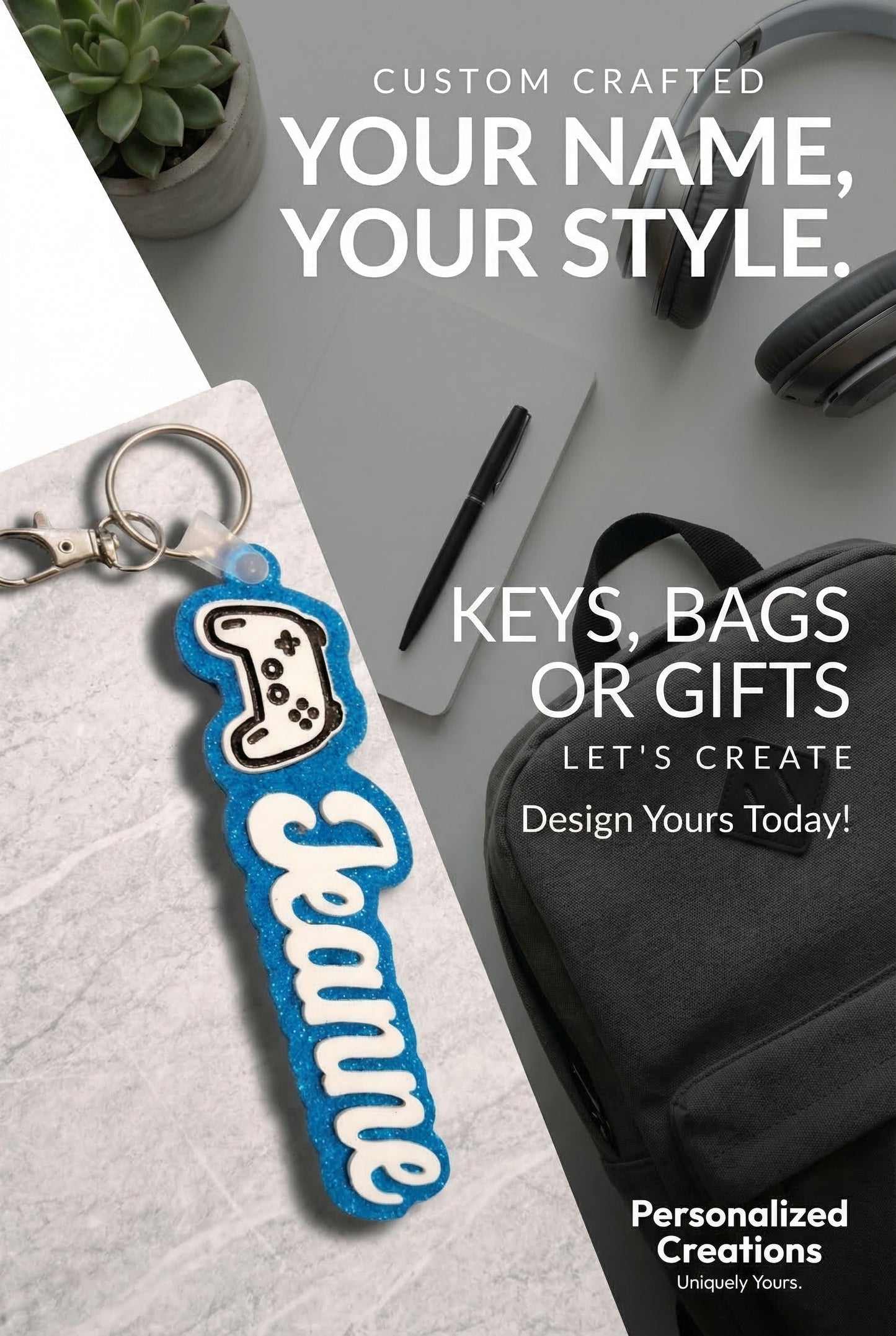 Personalized Layered Name Keychain
